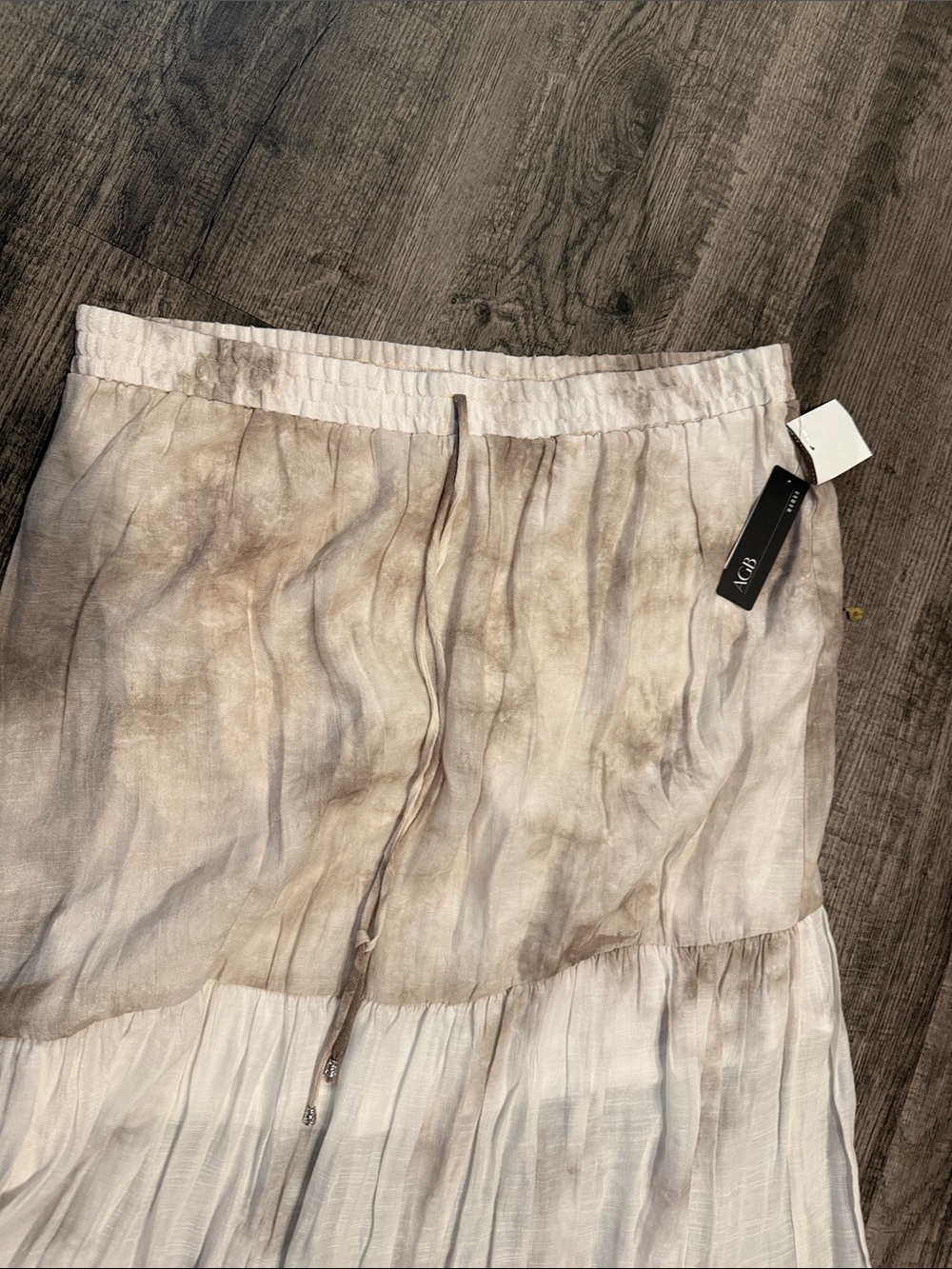 AGB Cream Maxi Skirt with Elastic Waistband